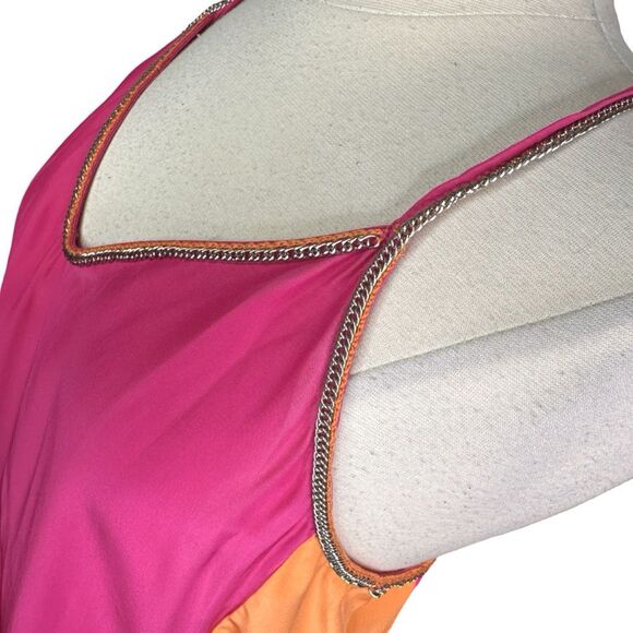 Parker Hot Pink & Orange Silk Popover Dress - Size Small - Picture 3 of 6